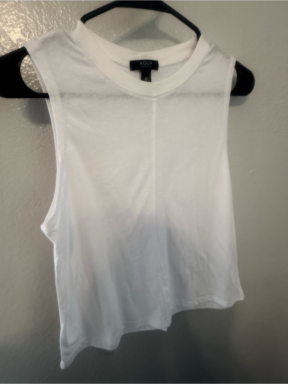 Aqua White Sleeveless High-Neck Tank
